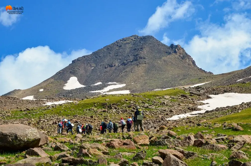 The four main summits of Mount Aragats surrounding its central crater.